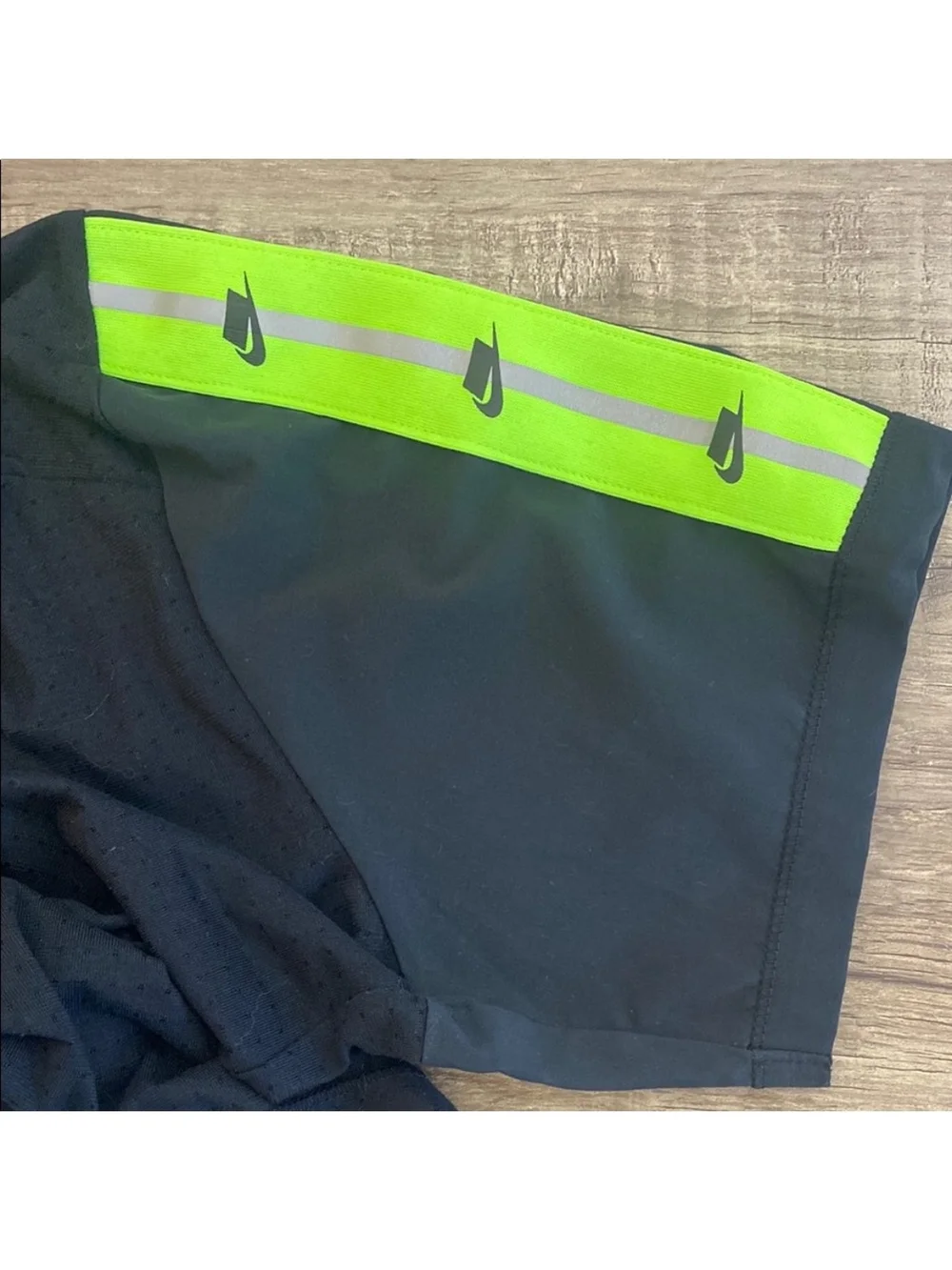 Nike Men's Black Dri-FIT Short Sleeve Performance Shirt with Neon Accents